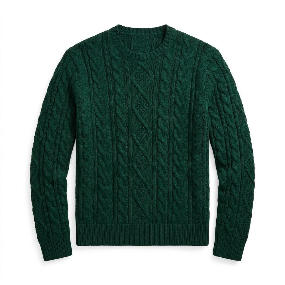 Polo Ralph Lauren Wool Alpaca Cable Knit Crewneck Sweater Green XL